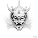 japanese devils mask tattoo design idea