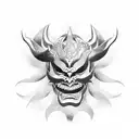 japanese devils mask tattoo design idea