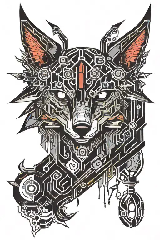 Mononoke no hime in cyber style tattoo tattoo design idea