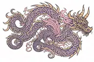 laura annunaki style purple and pink sparkly glitter norse viking dragon tattoo design idea