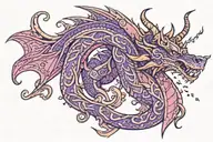 laura annunaki style purple and pink sparkly glitter norse viking dragon tattoo design idea