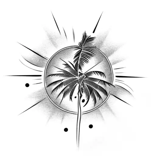 Hawaiian, Palm Tree, Crescent, Sun, tattoo design idea