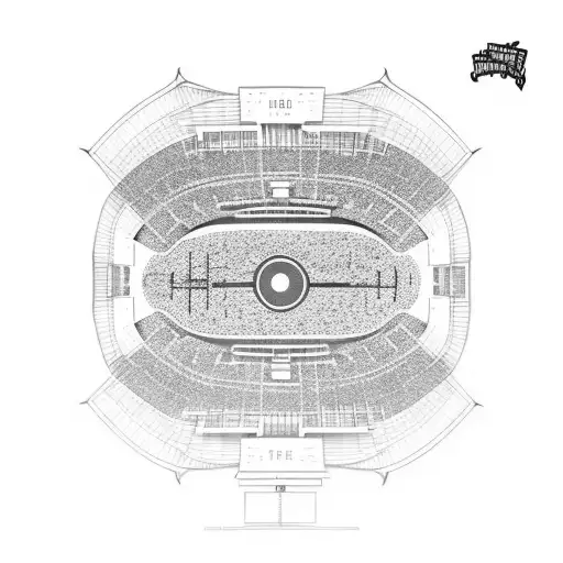 A football stadium with a crowd forming the shape of a guitar tattoo design idea
