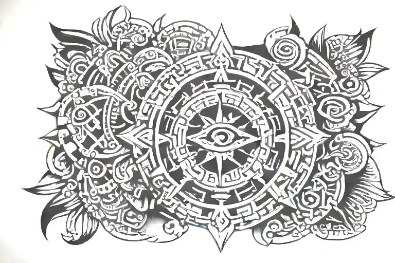 aztec calendar tattoo design idea