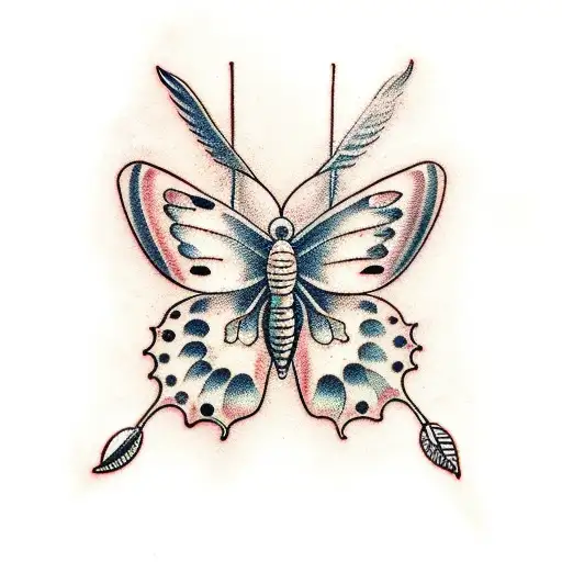 butterfly with musical notes tattoo design idea
