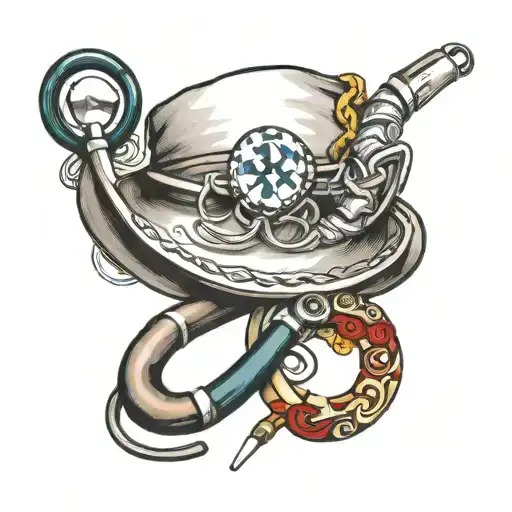 nursing hat stethoscope intertwined tattoo design idea