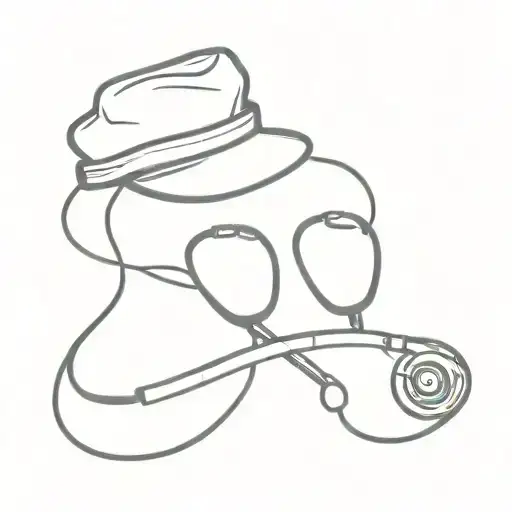 nursing hat stethoscope intertwined tattoo design idea