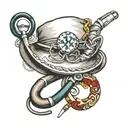 nursing hat stethoscope intertwined tattoo design idea