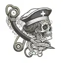 nursing hat stethoscope intertwined tattoo design idea