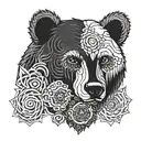 bear multiple eyes looking tattoo design idea