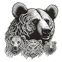 bear multiple eyes looking tattoo design idea
