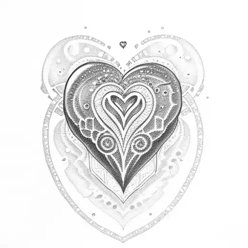 girly celestial heart that looks like a gem tattoo design idea