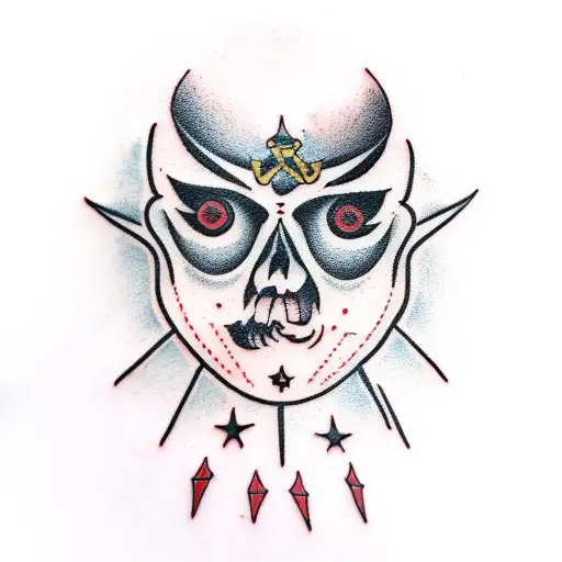 black and red moon tattoo design idea