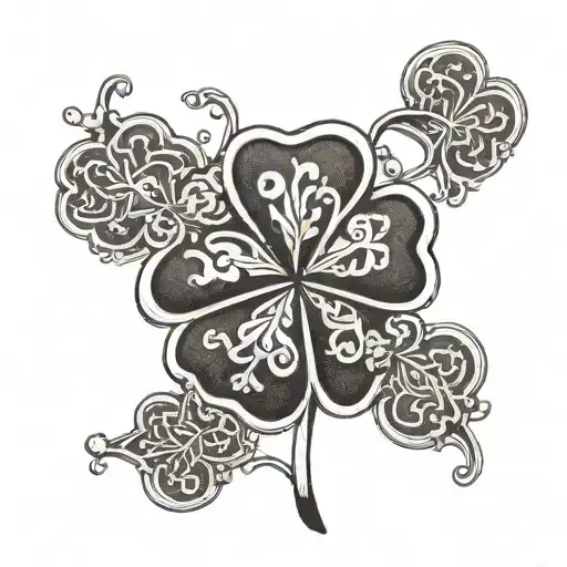 five leaf clover featuring elements tattoo design idea