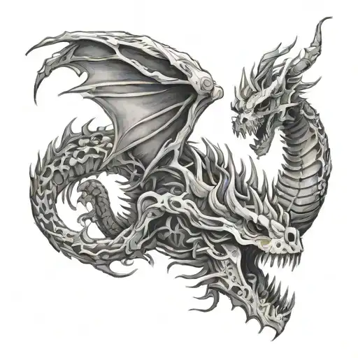 dragon skeleton tattoo design idea