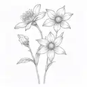 Daisy with daffodil and hawthorn flower tattoo design idea