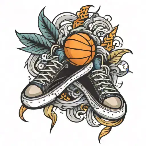 baskeyball with shoes tattoo design idea