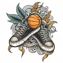 baskeyball with shoes tattoo design idea