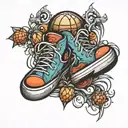 baskeyball with shoes tattoo design idea