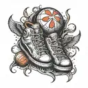 baskeyball with shoes tattoo design idea