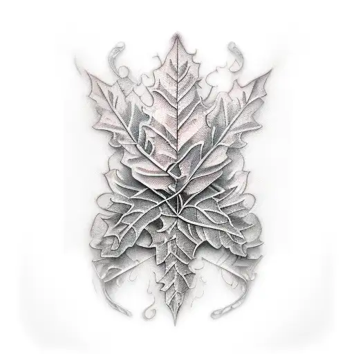 underbust pumpkin oak leaves tattoo design idea