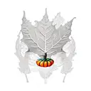 underbust pumpkin oak leaves tattoo design idea