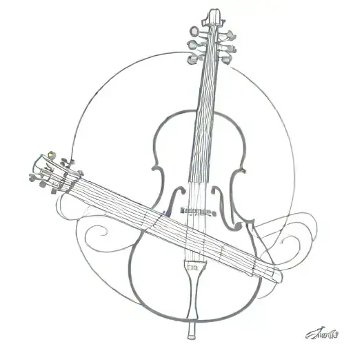 A minimalist tattoo design combining a cello and an electric guitar, symbolizing the client's love for music tattoo design idea