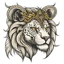 half skull half lion head tattoo design idea