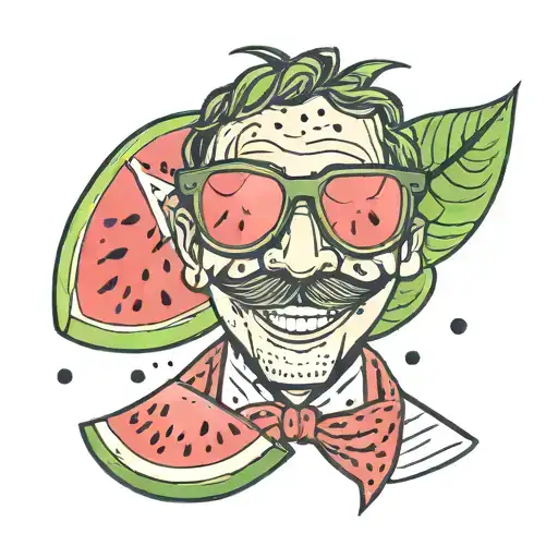 Simple watermelon sunglasses smiling  tattoo design idea