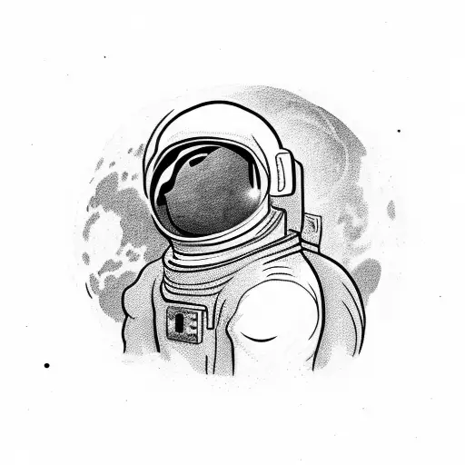 astronaut sit on the moon tattoo design idea