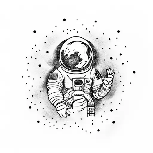 astronaut sit on the moon tattoo design idea