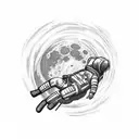 astronaut sit in the moon tattoo design idea