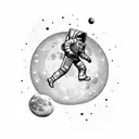 astronaut sit in the moon tattoo design idea