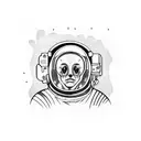 astronaut sit in the moon tattoo design idea