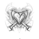 heart with crossed hammer  tattoo design idea