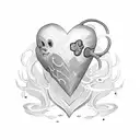 heart with crossed hammer  tattoo design idea