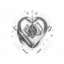 heart with crossed hammer  tattoo design idea