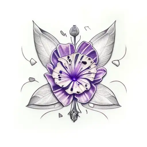 violet and primrose tattoo design idea