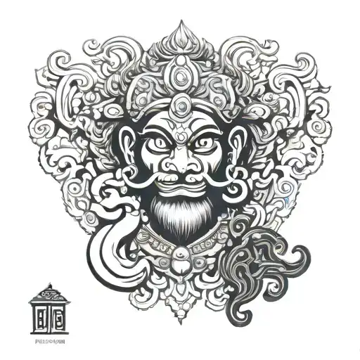 Krishna with Narasimha face with naamam tattoo design idea