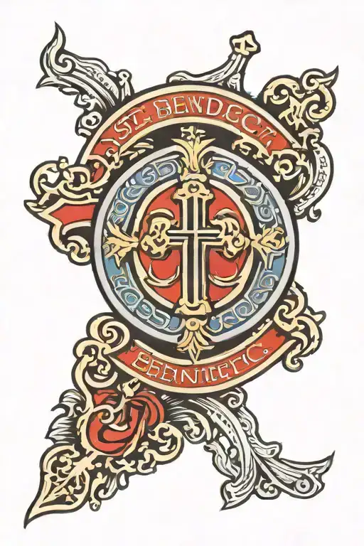 st. benedict medal tattoo design idea