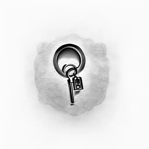 A blackwork tattoo of a keyhole with a golden key symbolizing the importance of family in unlocking success tattoo design idea