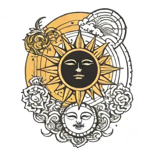 sun and moon minimalism tattoo design idea