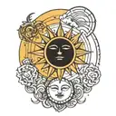 sun and moon minimalism tattoo design idea