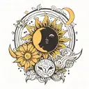 sun and moon minimalism tattoo design idea