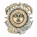 sun and moon minimalism tattoo design idea