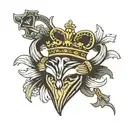 claddagh ring king crown fine lines connecting different tattoo design idea