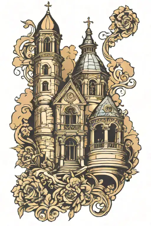 renaissance church tattoo design idea