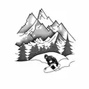 mountains snowboarding tattoo design idea