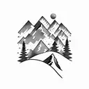 mountains snowboarding tattoo design idea
