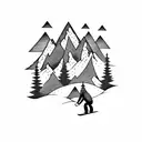 mountains snowboarding tattoo design idea